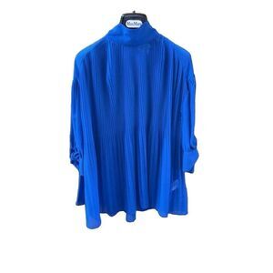 BY MALENE BIRGER WOMEN Cobalt Blue Pleated Accordion BLOUSE EU 36 US S Sheer